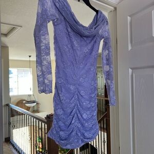 Lucy in the Sky Lilac Lace Long-Sleeve Cowl Dress